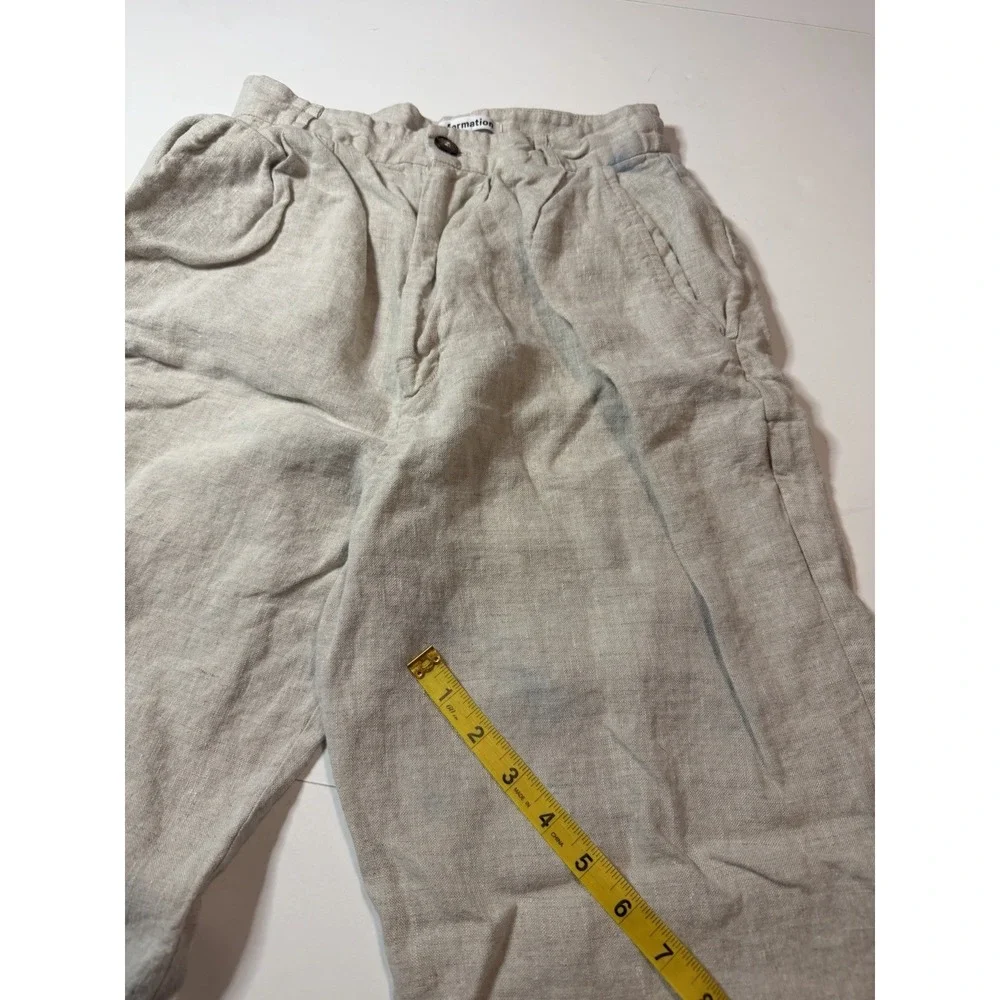 Reformation Linen Pants Beige Neutral High Rise Straight Leg Trousers 4 Petite